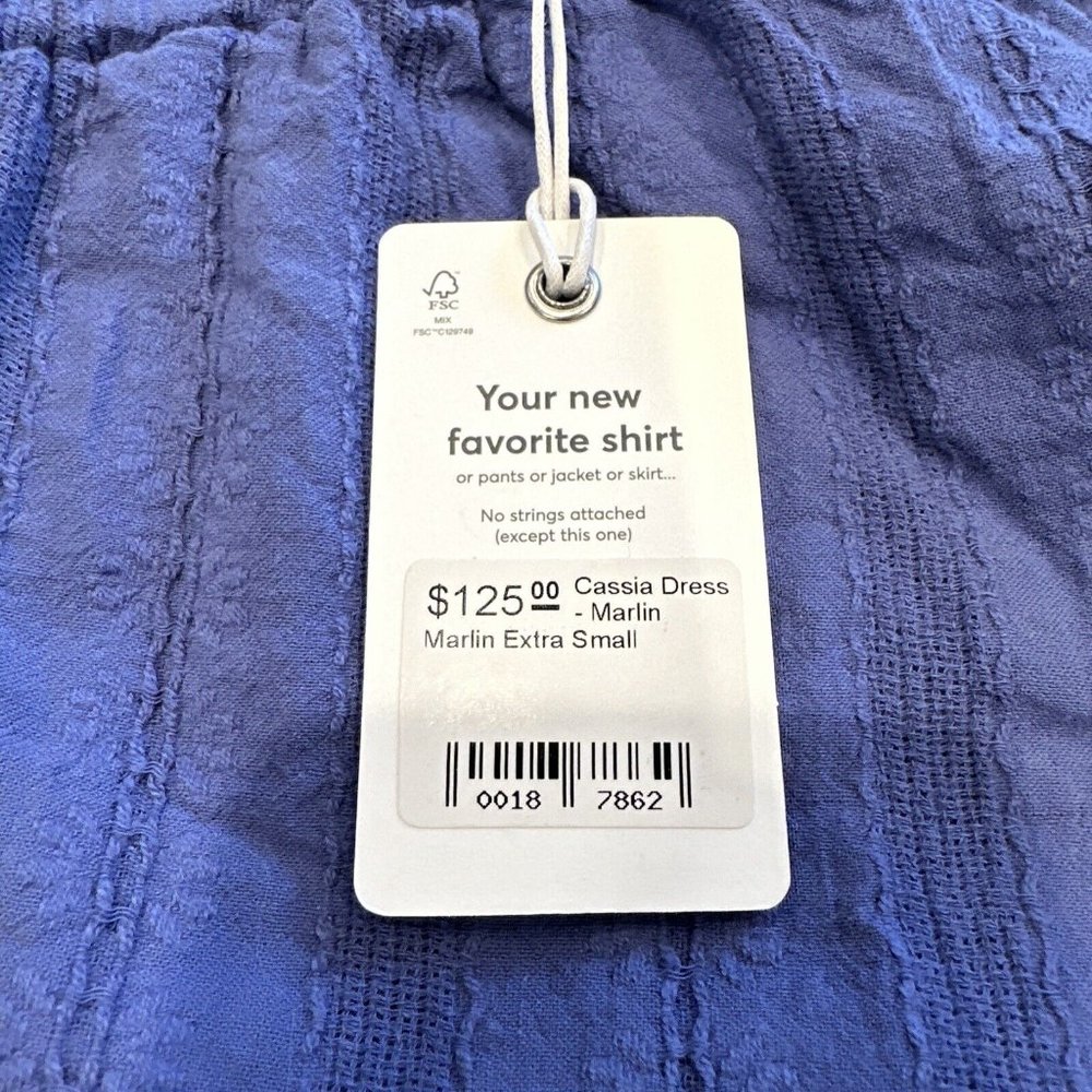 NEW Marine Layer XS Cassia Dress - Marlin One Shoulder Lined Blue 100% Cotton - Picture 8 of 13